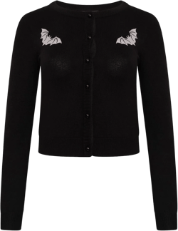 Ro Rox Marya Cardigan Gothic Bat Embroidery Goth Knit Knitted Long Sleeve X-Small Black