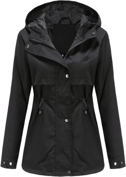 DOSLAVIDA Women's Rain Jacket Waterproof Hooded Windbreaker Lightweight Trench Coat Active Outdoor Raincoat With Hood