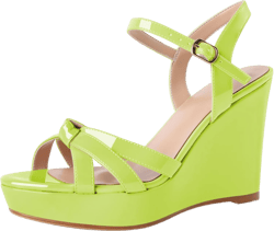 Eldof Womens Wedge Heels Open Toe Ankle Strap High Heel Platform Wedges Sandals 4 Inches 8 Light Green