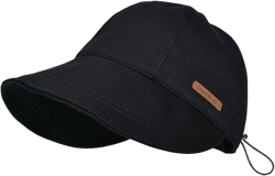 Women's UV Protection Sun-Hat Wide-Brim Sun-Visor Adjustable Foldable Beach-Hats for Women Medium Black