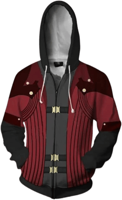 Vergil Black Zip Up Hoodies Sweatshirt Men Dante Cosplay Jacket Halloween Costume Coat Small Red