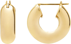 18K Gold/Rhodium Plated 925 Sterling Silver Chunky Hoop Earrings for Women｜ Stylish Thick Hoops Yellow Glod