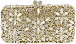 Women Snowflake Evening Bags Wedding Bridal Flower Crystal Clutch Purse Party Box Rhinestone Handbag Mini Gold&silver