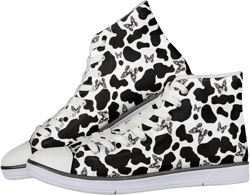 Canvas Shoes for Women High Top Sneakers for Couple Fashion Classic Lace Up Teens Girls Casual Canvas Walking Shoes 5 Cow Pattern and Butterfly