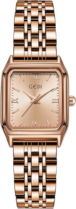 Gosasa Fashion Watches for Women Square Dial Elegant Ladies Watch Stainless Steel Business Quartz Female Wristwatch Waterproof Analog Display Rose Gold