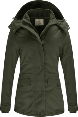 WenVen Women's Winter Warm Thicken Military Parka Jacket with Removable Hood