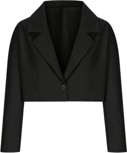 Open Front Blazers for Women Solid Color Long Sleeve Lapel Blazer Jackets Single Button Short Outerwear 2024 Black Large
