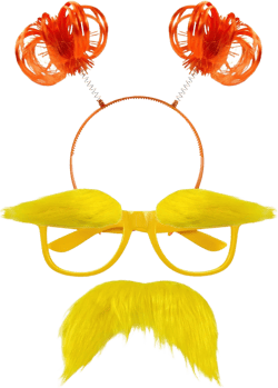 Yellow Mustache and Eyebrows with Glasses Headband, Halloween Costume Accessories for Adult, Fake Beard Funny Party Favor Cosplay Costume Set Men Women
