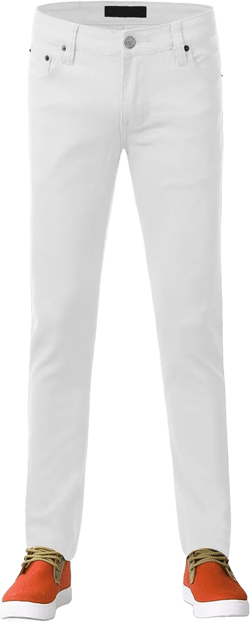 Guytalk Mens Skinny Fit Jeans Cotton Stretch Pants (28 Colors) 34W x 32L White