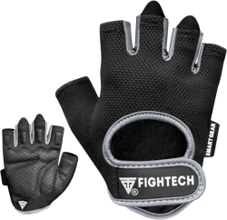 FIGHTECH Workout Gloves for Men and Women, Fingerless Weight Lifting Gloves with Cushioned Palms, Gym Gloves for Exercise Fitness Training Climbing Cycling, Breathable and Lightweight Large Black/Gray