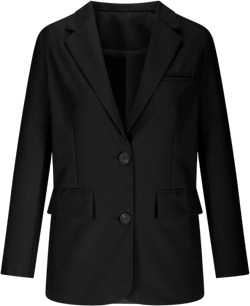 Blazers for Women Casual Open Front Long Sleeve Work Office Blazer Jacket Fashion Button Lapel Blazer with Pockets Medium 01 Black