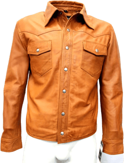 RIZING STAR Men's Western Trucker Leather Smart Fitted Denim Shirt Style Stud Button Jacket XX-Large Tan Suede