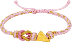 ZHOU LIU FU 24K Solid Gold Cheese Bracelet Adjustable Handmade Braided Rope Charms Bracelet Pink Friendship Bracelet for Women Friends Jewelry 6.3-8.7" A1712818: Clothing, Shoes & Jewelry