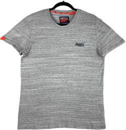 Superdry Light Grey Basic Embroidered Cotton Tee Shirt Size S
