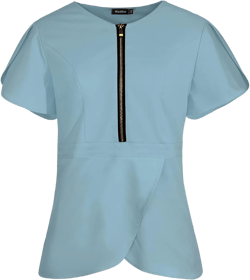 Women Scrub Top Workwear V-Neck with Zipper Women Medical Uniform Shirt for Doctors Large Light Blue
