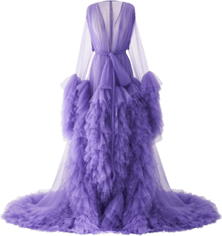 PLUVIOPHILY Maternity Tulle Dress Robe for Photoshoot Baby Shower Photography (Lavender) at Amazon Women’s Clothing store