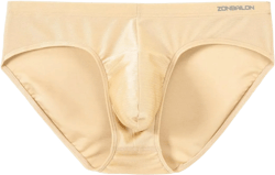 ZONBAILON Mens Sexy Underwear Briefs Pack Bulge Enhancing Pouch Stretch Bikini Underwear for Straight Men M L XL 2XL 3XL XX-Large Beige