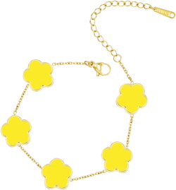 Gold Plated Stainless Steel Flower Bracelet Jewelry for Women Yellow-Gold Plated