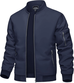 TACVASEN Men's Bomber Jacket Lightweight Casual Spring Fall Windbreaker Zip Up Coat with Pocket Small #02 Navy