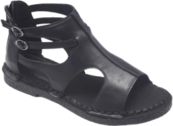 Womens Leather Sandals - Low Wedge Soft and Comfort Outdoor Sandals, Gladiator Flat Sandal for Women