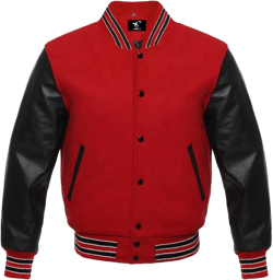 Men's Bomber Varsity Jacket Letterman Baseball Jacket Wool body and Cowhide Leather Sleeves XXS-5XL X-Small Red Black