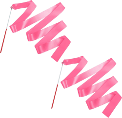 2PCS Pink Dance Ribbons for Kids Party Favor, 6.6 Ft Streamer Ribbon Dancer Wand for Toddler Gymnastics Rhythmic Dancing, Worship Praise, Talent Show, Outdoor Toy