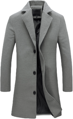 Maiyifu-GJ Men's Wool Blend Trench Coat Single Breasted Business Long Pea Coats Lightweight Notched Lapel Overcoat Jacket Large Light Grey