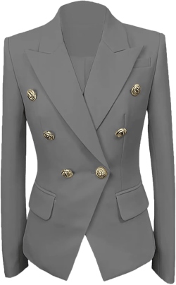 Womens Casual Blazers Long Sleeve Lapel Button Suit Jackets Slim Fit Work Office Blazer Jacket for Women 0 Grey