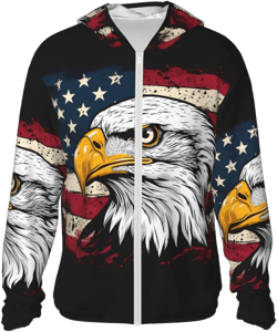 Sun Protection Shirt - American Bald Eagle Zip Up Hoodie Lightweight jacket Long Sleeve Sun Shirts for Men & Women