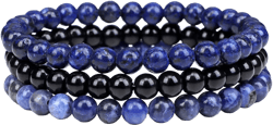 2Pcs Matte Lava Rock Volcanic Stone Beads Stretch Bracelet Stacking Frosted Gemstone Turquoise Seed Bracelet for Men Women Couple Stress Relief Aromatherapy Jewelry Gift L blue-1