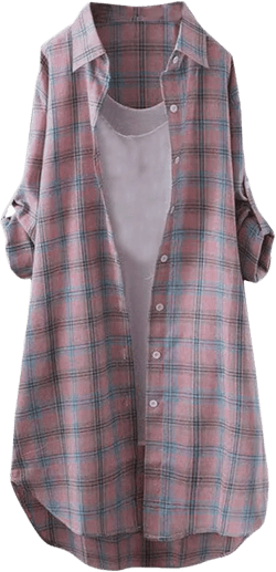 Plaid Shirts for Women,Womens Lightweight Cardigans Bottons Long Sleeve Tops Trendy Dressy Blouses Casual Jacket Tops 3X-Large Pink