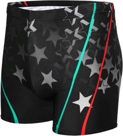 KANAV Men's Athletic Square Leg Swimsuit Jammers Durable Compression Swim Briefs Training Bathing Swimming Shorts Large Black/Grey