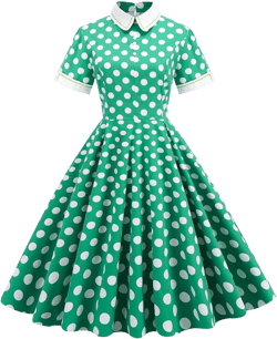 Women Short Sleeve 1950s Retro Vintage Cocktail Party Swing Dress Polka Dot Audrey Dress Casual A-Line Work Dress with Belt at Amazon Women’s Clothing store