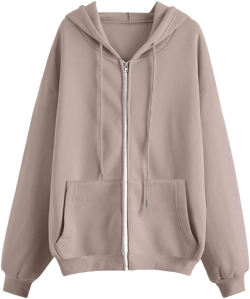 Zip Up Hoodie Women Y2K Oversized Sweatshirts Long Sleeve Fleece Jacket Pockets 2024 Fall Casual Fashion Clothes at Amazon Women’s Clothing store