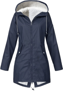 BOXIACEY Womens Waterproof Rain Jacket Fleece Lined Rain Coats Lightweight Rain Jacket Hooded Windbreaker Jackets Large 05-dark Blue
