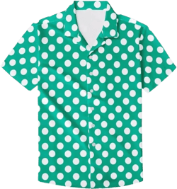 PinUp Angel Funky Hawaiian Shirt Men Short Sleeve Leopard Polka Dots Print Button Down Top Tee X-Large Green