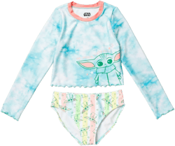Star Wars The Child Big Girls Rash Guard and Swim Bikini Bottom Tie Dye Blue 10-12