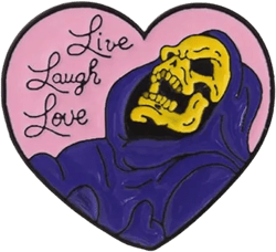 COLORFUL BLING Live Laugh Love Enamel Pin Heart Shape Skeleton Horror Mushroom Flower Skull Badge Brooch Lapel for Jeans Shirt Bag Gothic Jewelry Giftfor Friend Halloween Decoration Brooch A laugh