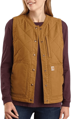 Carhartt Women's 104423 Women's Rugged Flex® Canvas Rib Collar Vest 2X Carhartt Brown