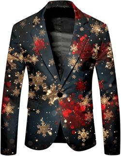 Mens Ugly Christmas Blazer Coats Lapel Party Jacket Xmas Tuxedo Jacket for Prom Wedding Z14 3X-Large