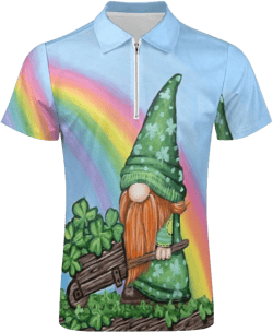 Men's St. Patrick's Day Shamrock Clover Printed Golf Polo Shirt Irish Party Casual Slim Fit Short Sleeve Golf Shirts Tops 4X-Large 18#light Blue