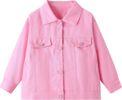 Kids Little Girls Denim Jacket Button Down Jean Jakcets Long Sleeve Denim Coat Outwear Age 3-10Years 4-5T Pink