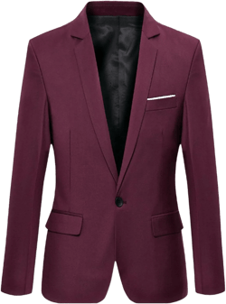 Men's Solid Color 1 Button Slim Casual Suit Business Daily Blazer Sport Coats Wedding Party Prom Formal Suit Jacket Wine Red US Size XL=Aisa 2XL