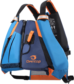 Owntop Adult Swim Vest - Adjustable Safety Strap & Premium Buoyancy for Paddle Sports, Kayaking, Canoeing, Boating Blue M - L