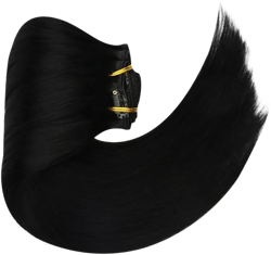 Full Shine Black Hair Extensions Clip Ins 16 Inch Real Human Hair Clip In Extensions Black Hair 120 Grams 7Pcs Human Hair Clip In Extensions Silky Jet Black Hair For Women 16 Inch(Pack of 1) #C-1 Jet Black