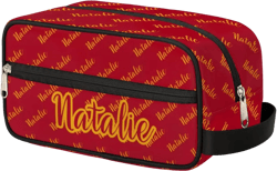 Personalized Gift Travel Makeup Bag for Women Man, Custom Cosmetic Bag Make Up Bag Organizer Toiletry Bag Christmas Birthday Gift for Girls Boys Name Gold Red Option 7