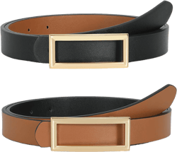 SUOSDEY Women Reversible Leather Belts for Jeans Pants Dresses Ladies Fashion Belts with Gold Buckle, 0.9" Width A-black/Brown 1pcs fits waist from 33"-37"