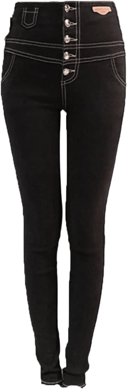 Women's High Waist 5 Button Jeans Classic Retro Skinny Denim Pants Solid Color Slim Fit Tapered Leg Casual Jean XX-Large Black 2