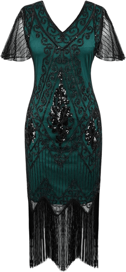 PrettyGuide Women's 1920s Dress Sequin Art Deco Flapper Dress with Sleeve : Clothing, Shoes & Jewelry
