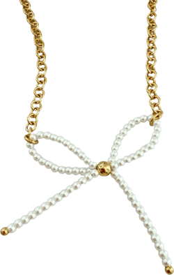 Inspired Big Bow Pearl Necklace
